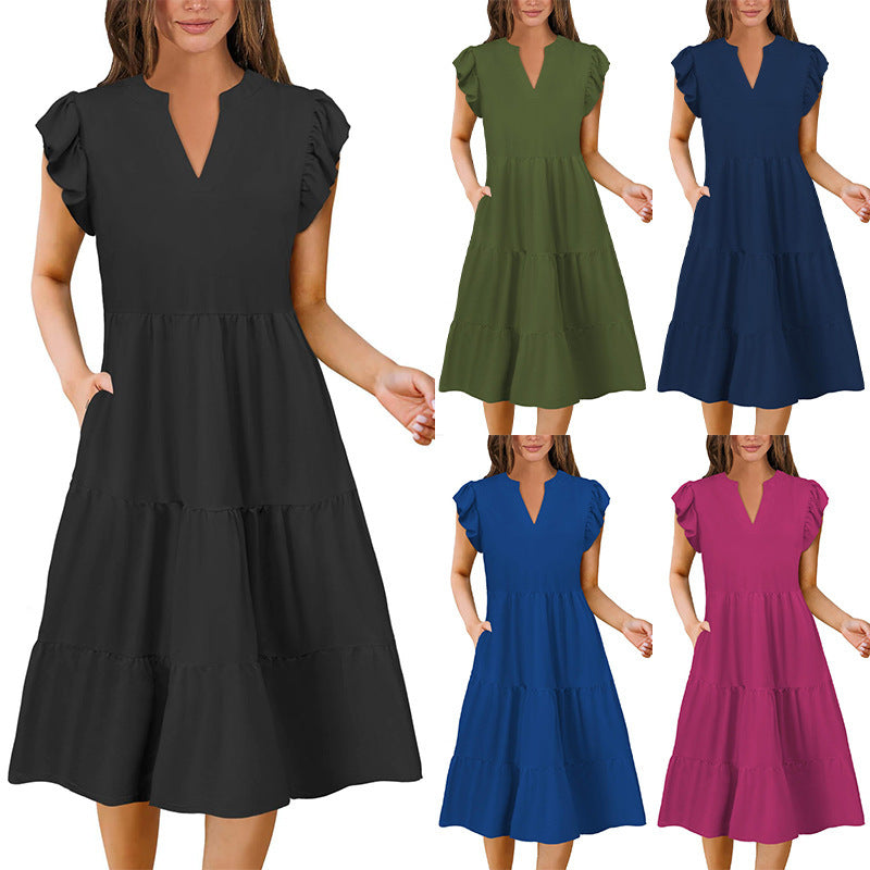Casual Loose V-Neck A-Line Dress for WomenStyle Spring Summer Fashion Dress