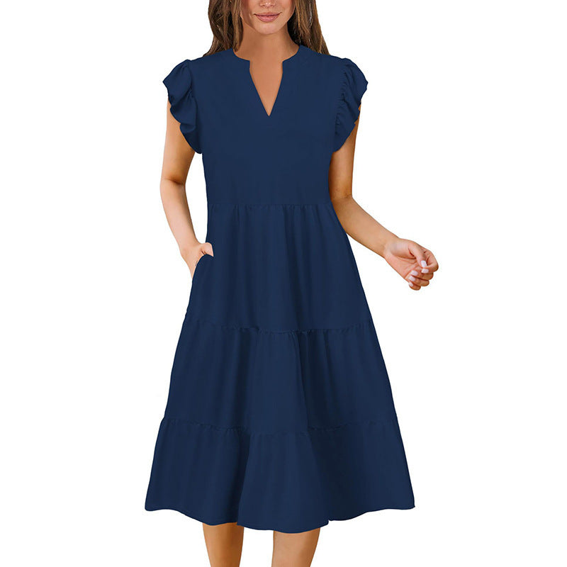 Casual Loose V-Neck A-Line Dress for WomenStyle Spring Summer Fashion Dress