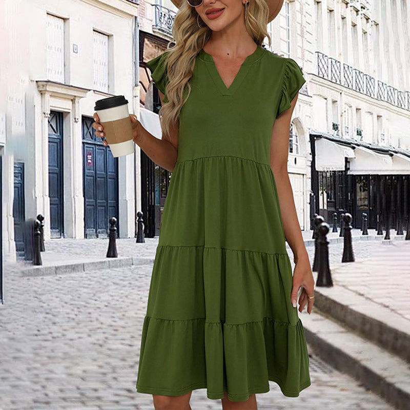 Casual Loose V-Neck A-Line Dress for WomenStyle Spring Summer Fashion Dress
